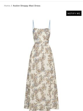 Kivari Avalon Floral Strappy Maxi Dress in Cream, Light Blue & Tan